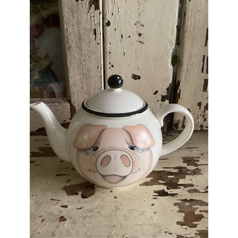 Arthur Wood Ceramic England Pig Tea Coffee Pot 6.5” T Farmhouse